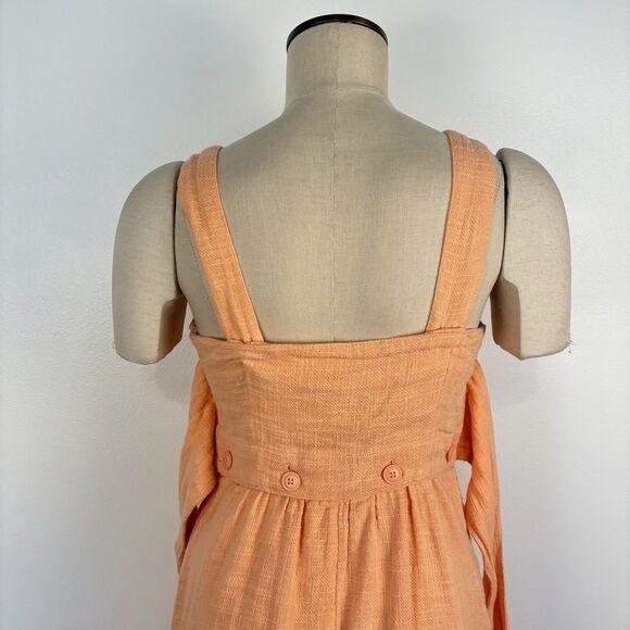 Anthropologie Size 4 Meadow Rue Ingalls Front Tie Apron Dress Pockets Orange - Picture 9 of 11